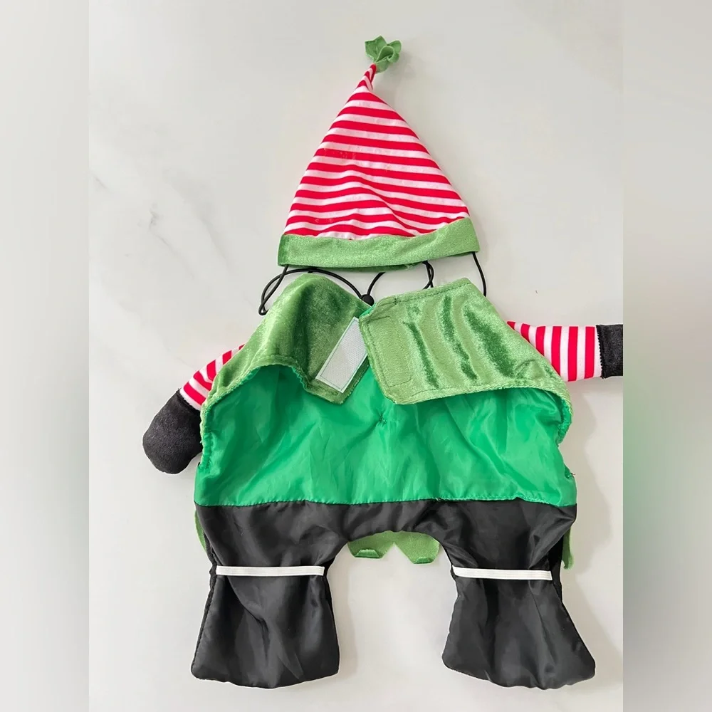 Dog Christmas Elf velvet Costume S green red black nWOT pet cat piglet